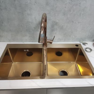 คุณภาพ  Handmade Stainless Steel Kitchen Sink with Food Grade 304/316 Stainless Steel 250-300mm Bowl Depth and 1.2-2.0mm Panel Thickness โรงงาน