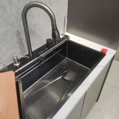 คุณภาพ  High-Precision CNC Machined Heat-Resistant 316L Stainless Steel Kitchen Sink with 250-300mm Bowl Depth and 1.2-1.5mm Panel Thickness โรงงาน