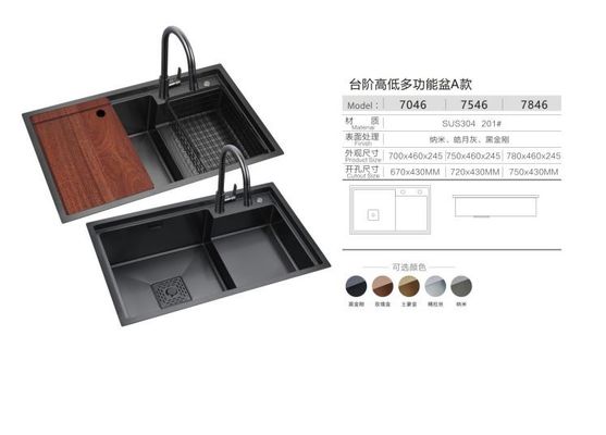 Smart Black Nano Whale Waterfall Single-Slot Honeycomb Wash Basin Sink Double basin เครื่องทําความสะอาดห้องครัว