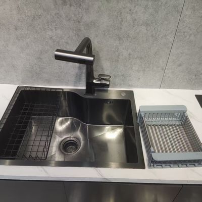 อ่างล้างจานสแตนเลสสตีล 304 แบบสองหลุมพร้อมอุปกรณ์เสริม