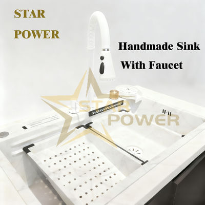 ซิงค์ครัวพาณิชย์ ทําด้วยมือ ทนทาน สแตนเลส กล่องคู่ด้วยวัสดุประเภทอาหาร 304/316