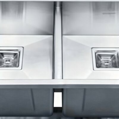 หลังคอนกรีต Original Brushed Finish ทําด้วยมือ ถังถังย่างสองถ้วยใน 304 สแตนเลส สําหรับครัวที่ทันสมัย