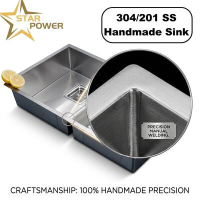 Top Mount / Drop-in Kitchen Sink SUS304 Stainless Steel Equal Double Bowl Kitchen Sink Hand-Polished Drop-In 700mm 10-Inch Extra-Deep Basin | Custom Basin Depth Available | Custom Steel Gauge Available