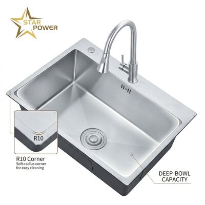 ราคาดี 25x22 นิ้ว ดรอป-ในถังครัว 304 สแตนเลส Single Bowl 18 Gauge นาโนแอนติแบคทีเรียเคลือบ ออนไลน์