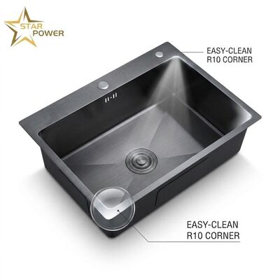 ราคาดี 16 Gauge 304 Stainless Steel Double Bowl Kitchen Sink Drop-in 33x22 Inch 9 Inch Deep Basin Brushed Finish ออนไลน์