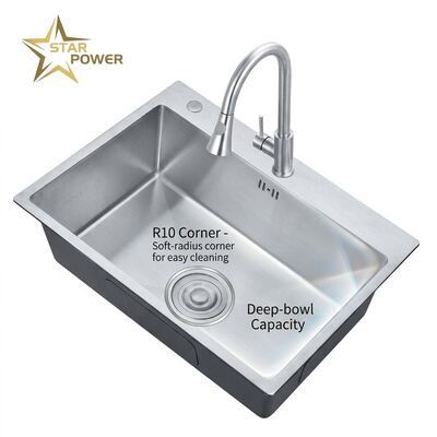ราคาดี Nano Black 31x20 Undermount Handmade Kitchen Sink SUS304 Single Bowl 18 Gauge online