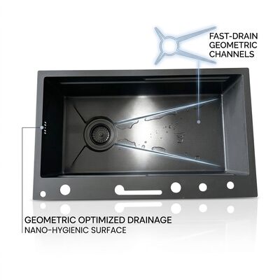 ราคาดี Undermount 33x22 Handmade Double Bowl Kitchen Sink SUS304 60/40 Split 18 Gauge online