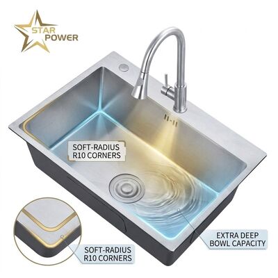 ราคาดี 25 Inch Drop-In Laundry Utility Sink Single Bowl 20 Gauge with Overflow Drain ออนไลน์