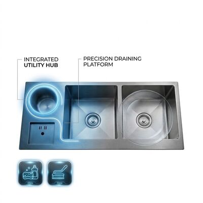 ราคาดี 36 Inch PVD Gold Single Bowl Farmhouse Workstation Kitchen Sink SUS304 16 Gauge ออนไลน์