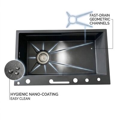 ราคาดี 33 Inch Corner Kitchen Sink Double Bowl SUS304 18 Gauge Space Saving Handmade ออนไลน์