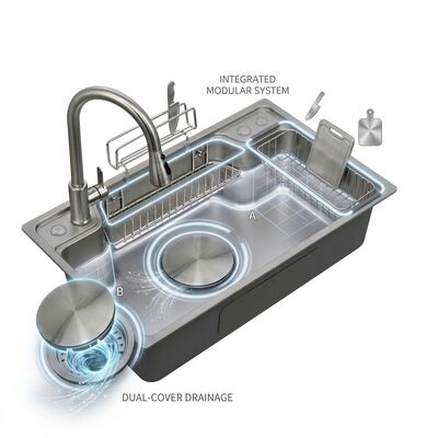 ราคาดี 30 Inch Farmhouse Apron Front Double Bowl Kitchen Sink 16 Gauge with Grids ออนไลน์