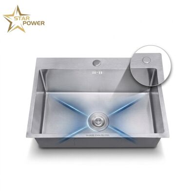 ราคาดี 27 Inch Overmount Single Bowl Kitchen Sink SUS304 18 Gauge with Drainboard ออนไลน์