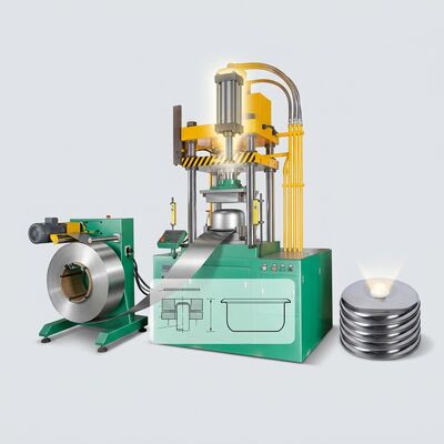 คุณภาพ Cookware Lid Stamping Production Line 135 Ton Automatic Hydraulic Press with Servo Feeding System โรงงาน